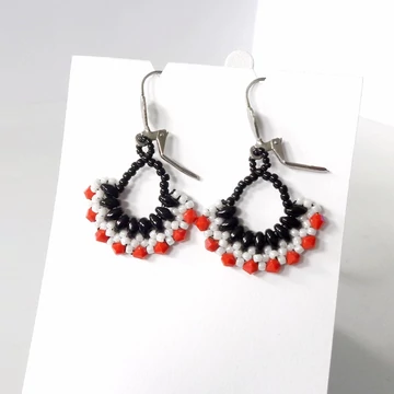 Vintage Fan fülbevaló fekete - piros