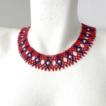 Azsúros tászli piros-kék-fehér