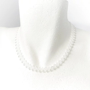 Dupla csipkés gyöngyszalag fehér-ezüst