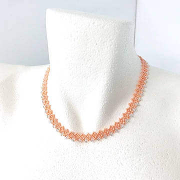 Dupla csipkés gyöngyszalag lazac színű