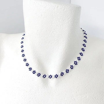 Kalotaszegi gyöngyszalag kék virágos