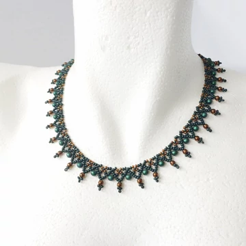 Miranda nyaklánc sötétzöld - bronzos