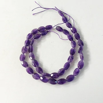 Ametiszt fazettált ovál szál 6 x 10 mm