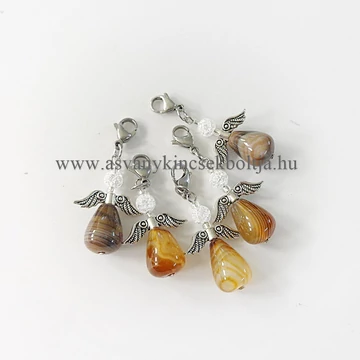 Achát-repesztett hegyikristály angyalka medál kapoccsal Achát-repesztett hegyikristály angyalka medál kapoccsal