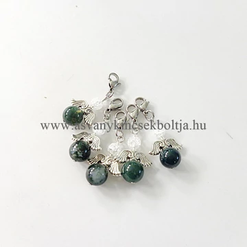 Mohaachát-repesztett hegyikristály angyalka medál kapoccsal Mohaachát-repesztett hegyikristály angyalka medál kapoccsal