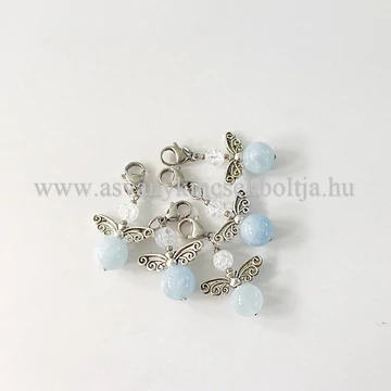 Akvamarin-repesztett hegyikristály tündérmedál kapoccsal Akvamarin-repesztett hegyikristály tündérmedál kapoccsal