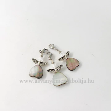 Szürke gyöngyház-repesztett hegyikristály tündérmedál kapoccsal Szürke gyöngyház-repesztett hegyikristály tündérmedál kapoccsal