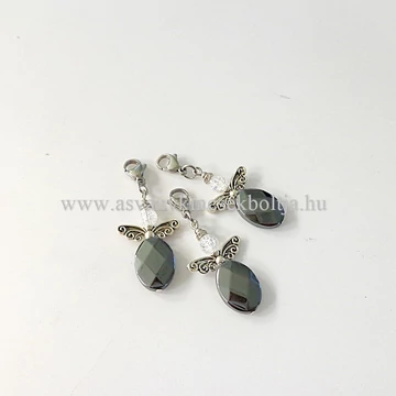 Hematit-repesztett hegyikristály tündérmedál kapoccsal Hematit-repesztett hegyikristály tündérmedál kapoccsal