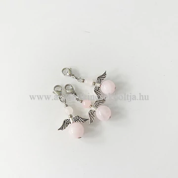 Rózsakvarc angyalka medál kapoccsal Rózsakvarc angyalka medál kapoccsal