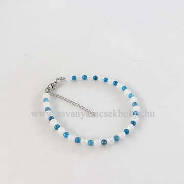 Fehér achát - apatit bokalánc 6 mm 23-26 cm