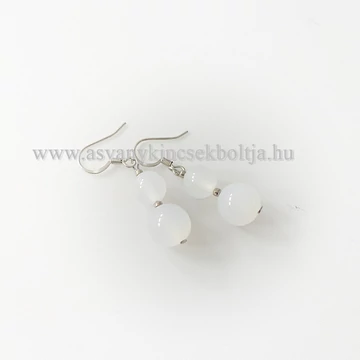 Fehér achát 2 golyós fülbevaló Fehér achát 2 golyós fülbevaló