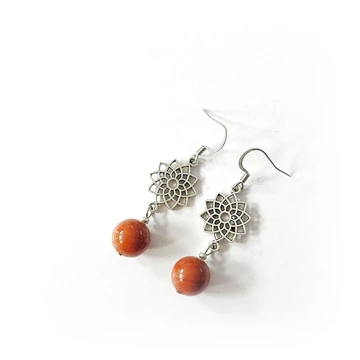 Vörösjáspis mandalás fülbevaló