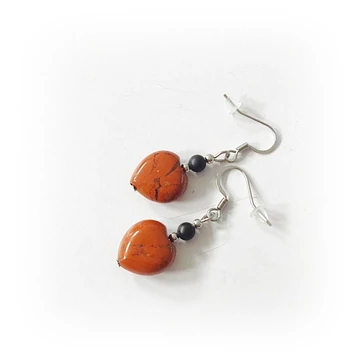 Vörösjáspis szíves fülbevaló