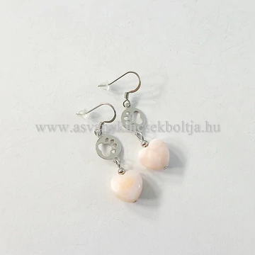 Rózsaopál szíves fülbevaló Rózsaopál szíves fülbevaló