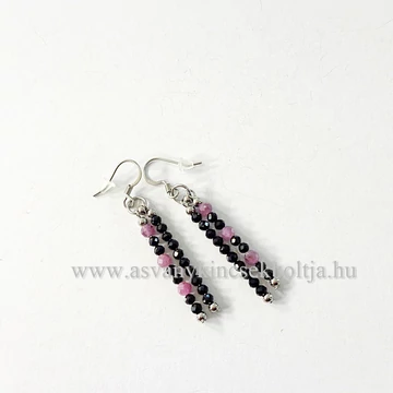 Spinell fazettált 2 szárú fülbevaló rubinnal Spinell fazettált 2 szárú fülbevaló rubinnal