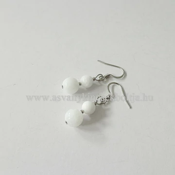 Tejkvarc 2 golyós fülbevaló Tejkvarc 2 golyós fülbevaló