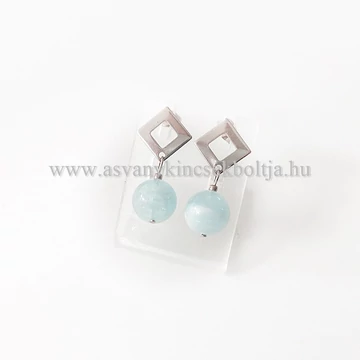 Akvamarin rombusz formájú fülbevaló