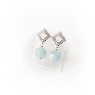 Akvamarin rombusz formájú fülbevaló