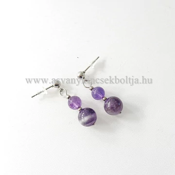 Ametiszt 2 golyós fülbevaló