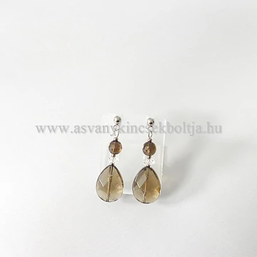 Füstkvarc csepp fülbevaló Füstkvarc csepp fülbevaló