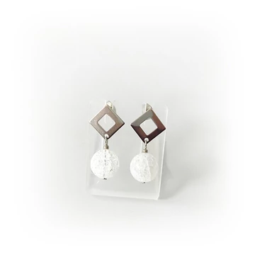 Repesztett hegyikristály rombusz formájú fülbevaló