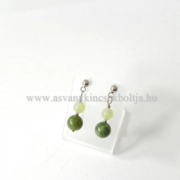 Jáde-kanadai jáde 2 golyós fülbevaló Jáde-kanadai jáde 2 golyós fülbevaló