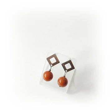 Vörös jáspis rombusz formájú fülbevaló