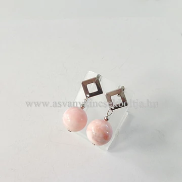 Rózsaopál 1 golyós beszúrós fülbevaló 14 mm Rózsaopál 1 golyós beszúrós fülbevaló 14 mm