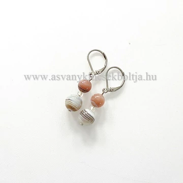 Botswana achát 2 golyós fülbevaló Botswana achát 2 golyós fülbevaló