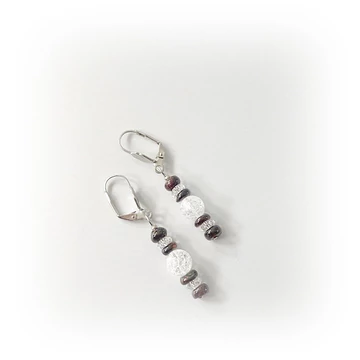 Gránát korongos-repesztett hegyikristály fülbevaló