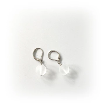 Matt hegyikristály 1 golyós fülbevaló