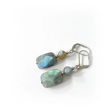 Labradorit fazettált tégla fülbevaló