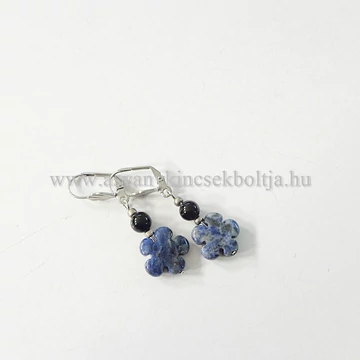 Szodalit  virágos fülbevaló