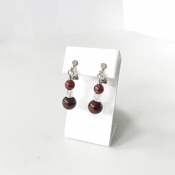 Gránát 2 golyós klipsz fülbevaló