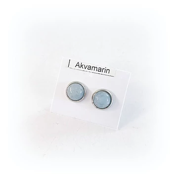 Akvamarin pötty fülbevaló nemesacél foglalatban 8 mm