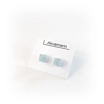 Akvamarin négyzetes pötty fülbevaló 6 mm