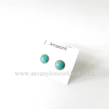 Amazonit pötty fülbevaló nemesacél foglalatban 6 mm Amazonit pötty fülbevaló nemesacél foglalatban 6 mm
