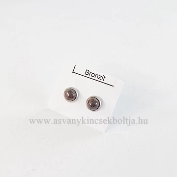 Bronzit pötty fülbevaló nemesacél foglalatban 6 mm Bronzit pötty fülbevaló nemesacél foglalatban 6 mm