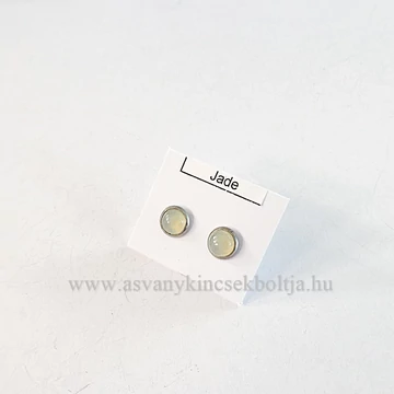 Jáde pötty fülbevaló nemesacél foglalatban 6 mm Jáde pötty fülbevaló nemesacél foglalatban 6 mm