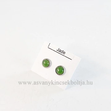 Szibériai jáde pötty fülbevaló nemesacél foglalatban 6 mm Szibériai jáde pötty fülbevaló nemesacél foglalatban 6 mm