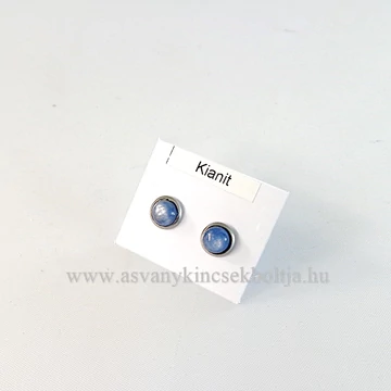 Kianit pötty fülbevaló nemesacél foglalatban 6 mm