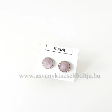 Kunzit pötty fülbevaló nemesacél foglalatban 8 mm Kunzit pötty fülbevaló nemesacél foglalatban 8 mm