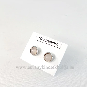 Rózsakvarc pötty fülbevaló nemesacél foglalatban 6 mm Rózsakvarc pötty fülbevaló nemesacél foglalatban 6 mm