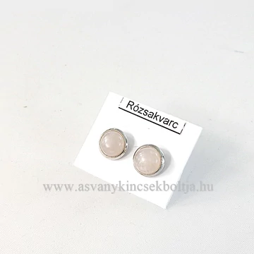 Rózsakvarc pötty fülbevaló nemesacél foglalatban 8 mm Rózsakvarc pötty fülbevaló nemesacél foglalatban 8 mm