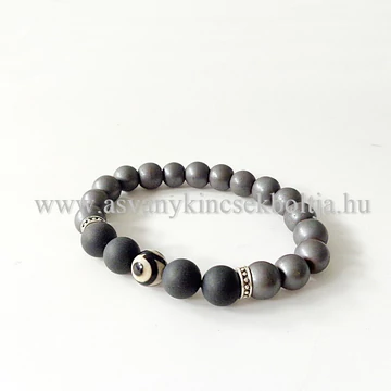 Matt hematit - matt ónix férfi karkötő 10 mm Matt hematit - matt ónix férfi karkötő 10 mm