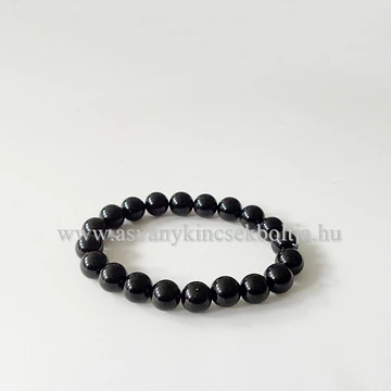 Fekete turmalin női-férfi karkötő 10 mm