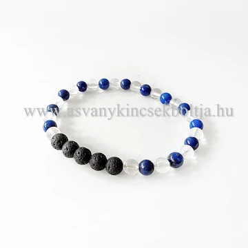 Hegyikristály - lápisz - lávakő karkötő 6 mm