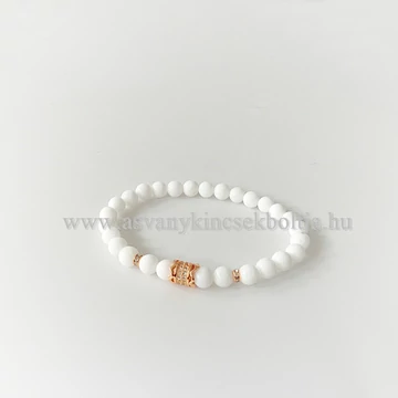 Tejkvarc karkötő rosegold köztessel 6 mm Tejkvarc karkötő rosegold köztessel 6 mm