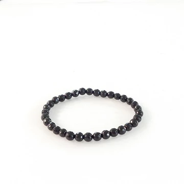 Fekete turmalin fazettált karkötő 6 mm