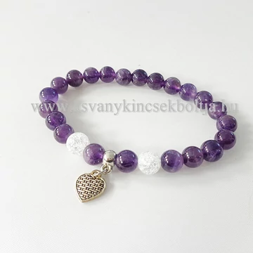 Ametiszt karkötő repesztett hegyikristállyal 8 mm Ametiszt karkötő repesztett hegyikristállyal 8 mm